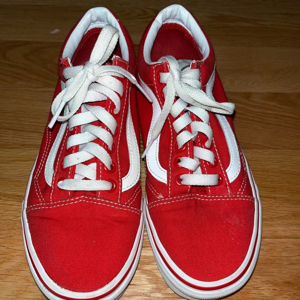 Red and white vans